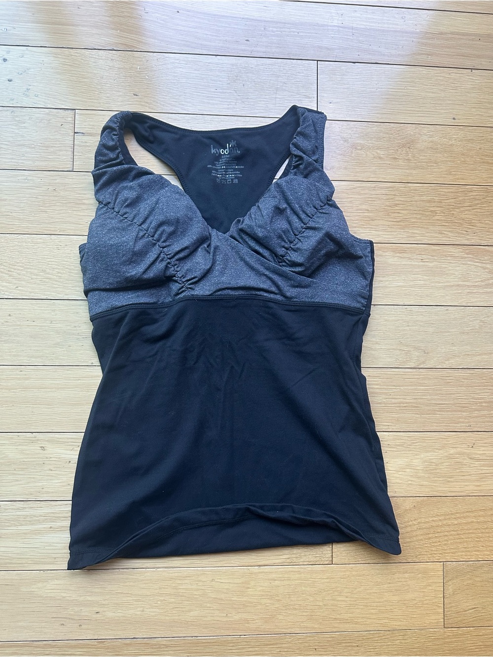 Kyodan Black and Charcoal Ruched Sports Tank